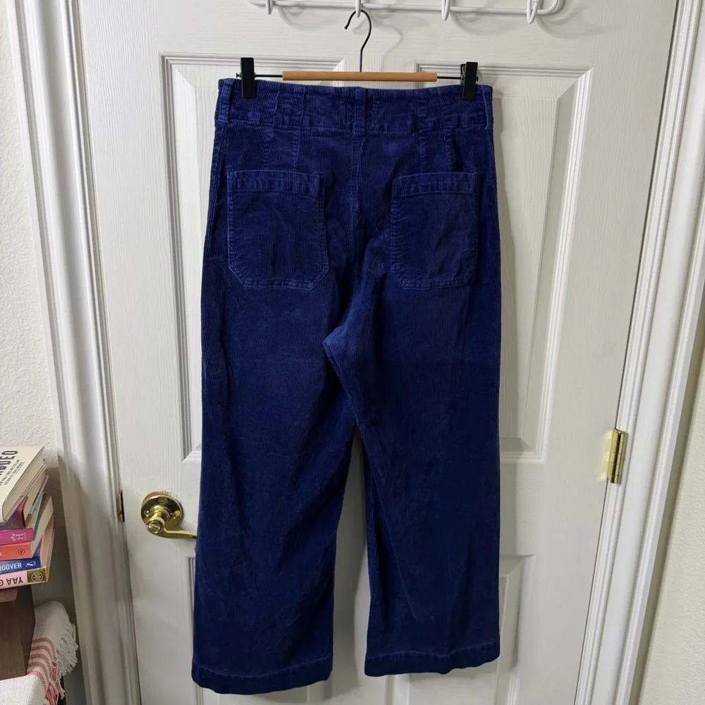 Anthropologie Maeve Colette Pant Blue Corduroy High Rise Wide Leg Crop Size 32 - Picture 5 of 5